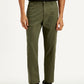 Men's Olive Green Relaxed Straight Fit Chinos - Front View