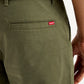 Men's Olive Green Relaxed Straight Fit Chinos - Detail View