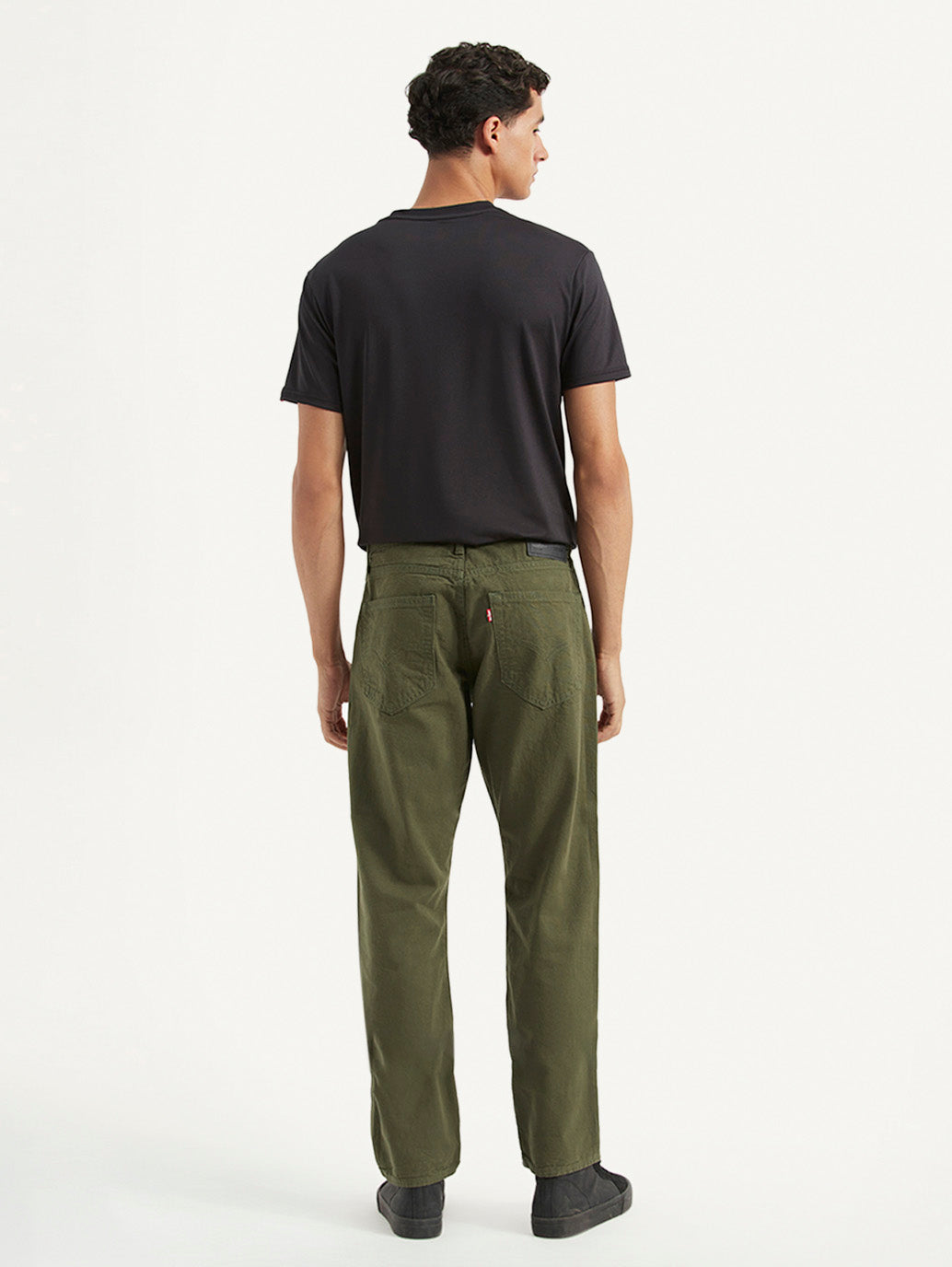 Men's Redloop 541 Olive Athletic Tapered Fit Mid Rise Selvedge Trousers - Back View