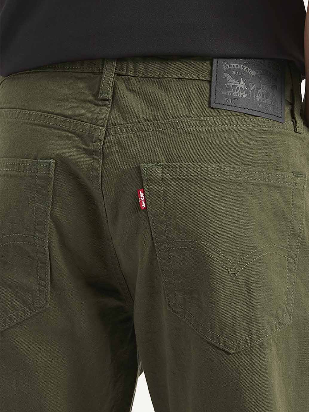 Men's 541 Olive Athletic Tapered Fit Mid Rise Selvedge Trousers - Detail View