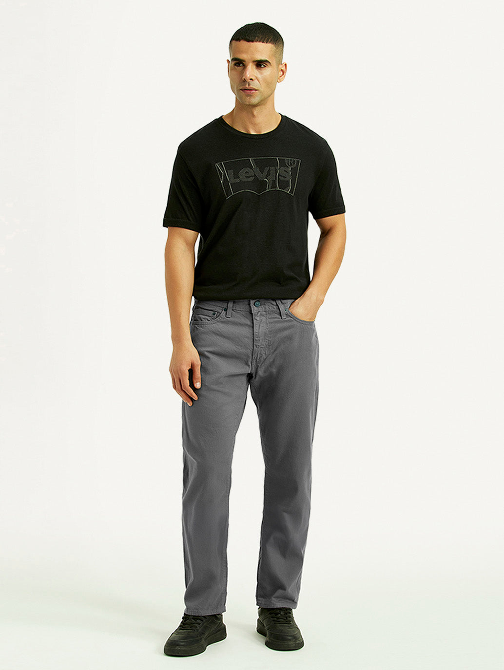 Men's 541 Grey Athletic Tapered Fit Mid Rise Jeans - Front View