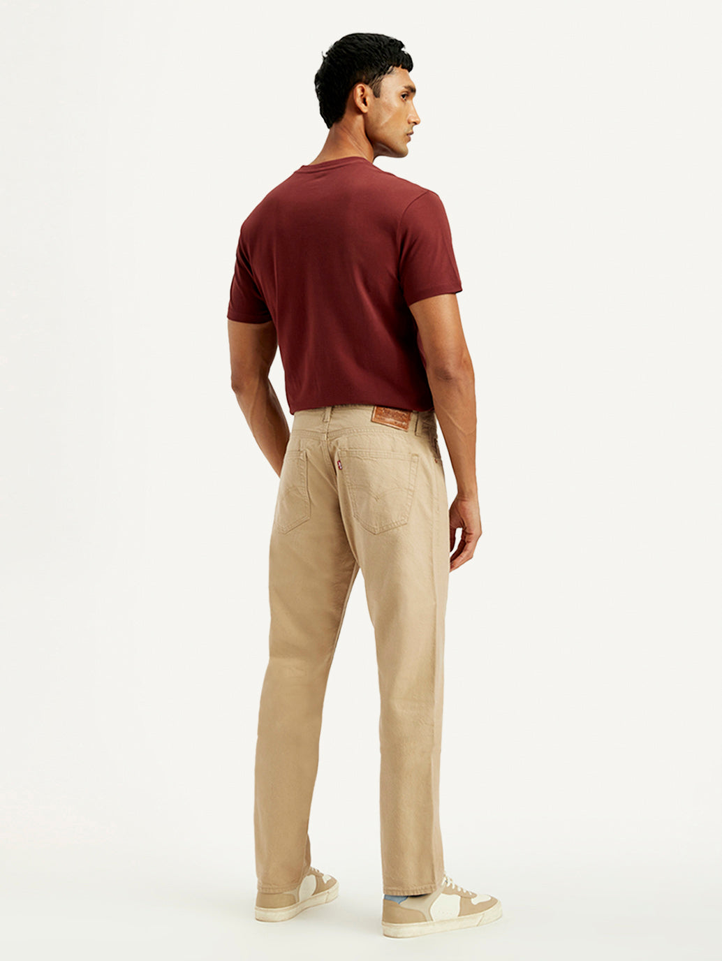 Men's 541 Beige Athletic Tapered Fit Mid Rise Selvedge Jeans - Back View
