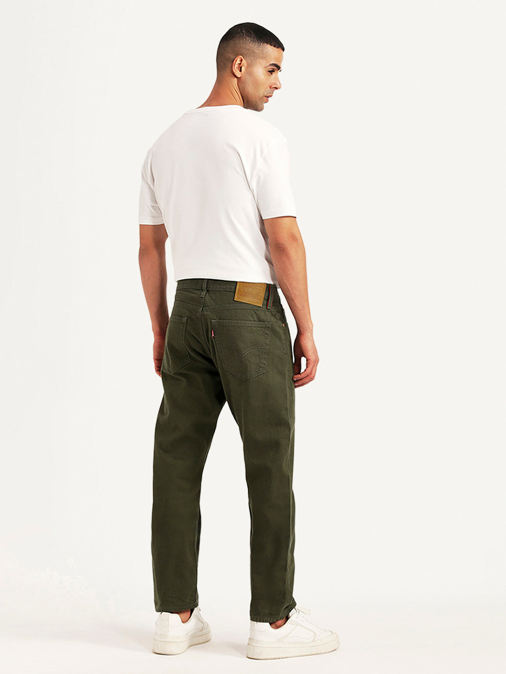 Men's 541 Olive Athletic Tapered Fit Mid Rise Selvedge Chinos - Back View