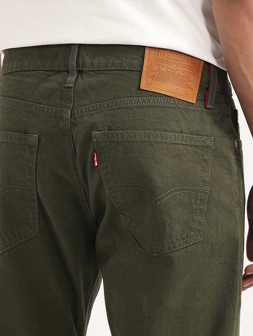 Men's 541 Olive Athletic Tapered Fit Mid Rise Selvedge Chinos - Detail View