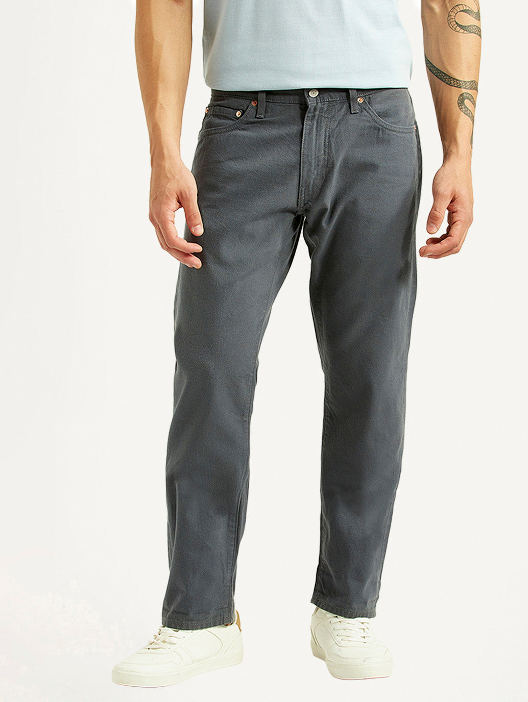 Men's 541 Grey Athletic Tapered Fit Selvedge Mid Rise Trousers