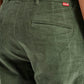 Men's Olive Green Slim Fit Corduroy Trousers - Detail View