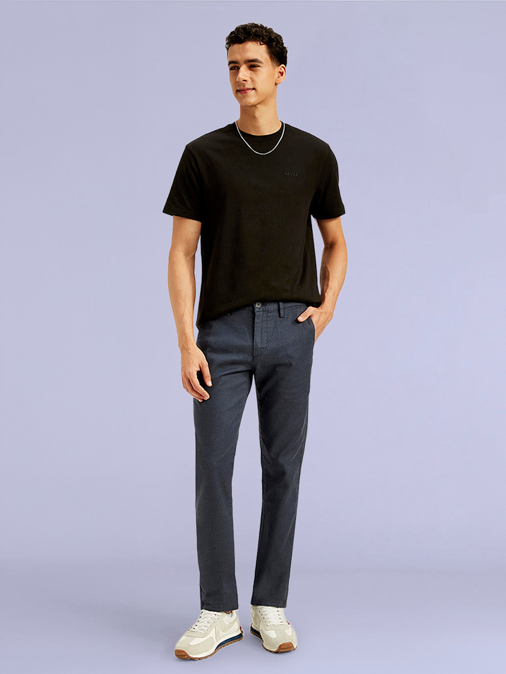 Men's Redloop Dark Blue Slim Fit Linen Chino Trousers