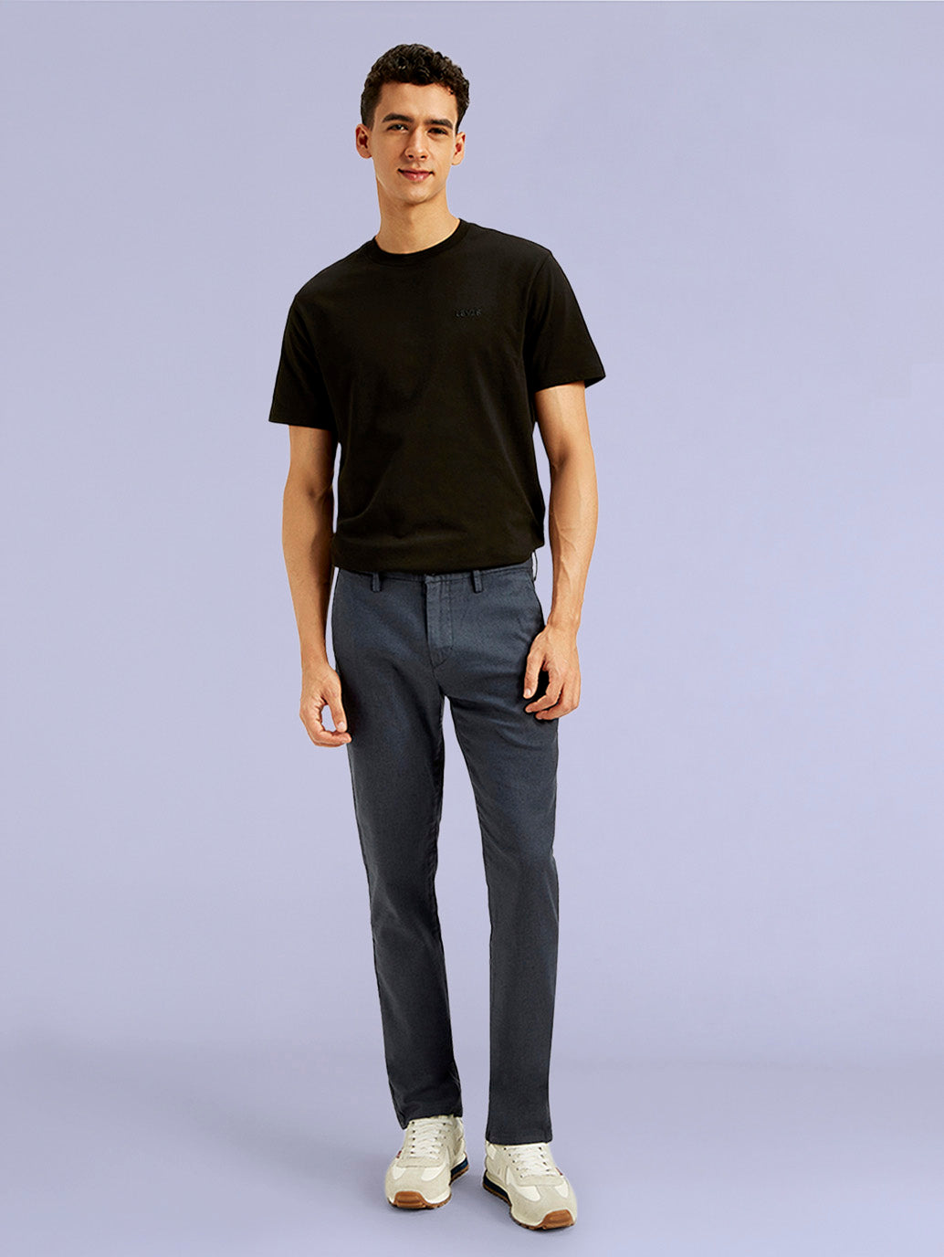 Men's Redloop Dark Blue Slim Fit Linen Chino Trousers - 20 View