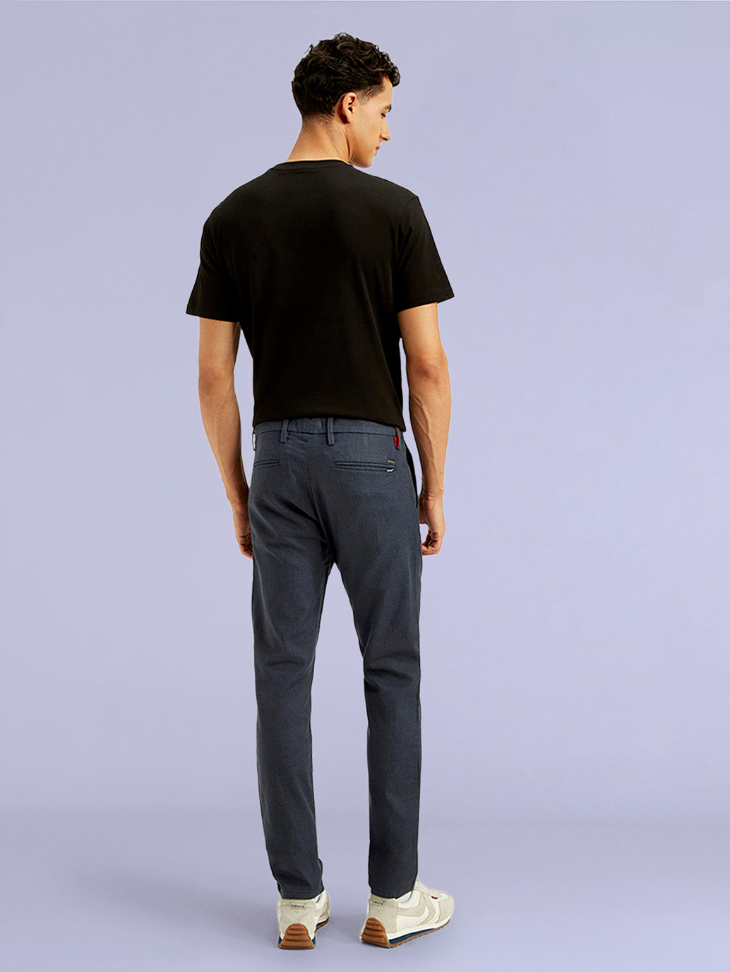 Men's Redloop Dark Blue Slim Fit Linen Chino Trousers - 20 View