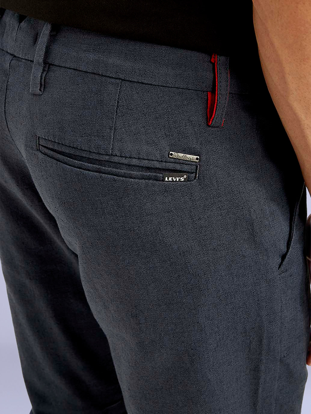 Men's Redloop Dark Blue Slim Fit Linen Chino Trousers - 20 View