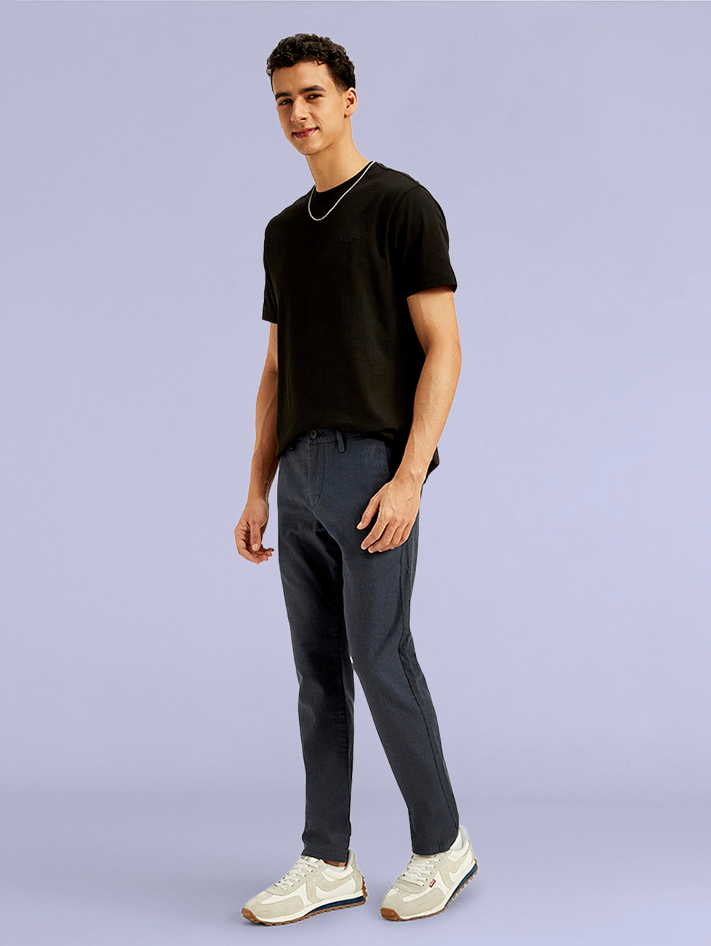 Men's Redloop Dark Blue Slim Fit Linen Chino Trousers - 20 View