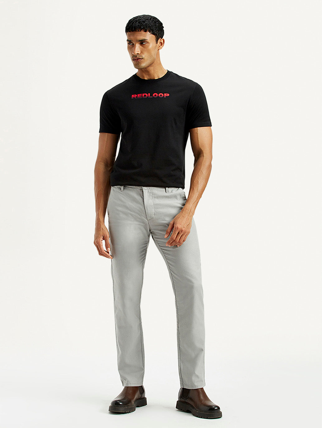 Men's Redloop 511 Grey Slim Fit Mid Rise Linen Chinos