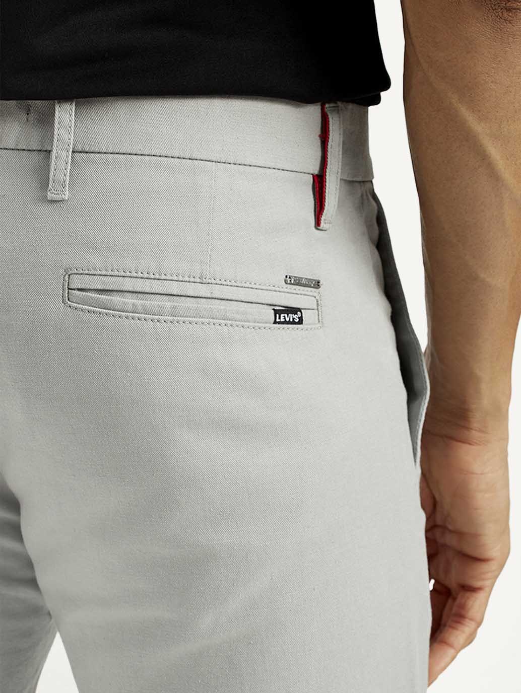 Men's Redloop 511 Grey Slim Fit Mid Rise Linen Chinos - Detail View