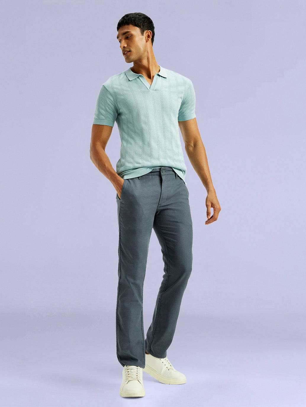 Men's Redloop 511 Blue Slim Fit Mid Rise Linen Chinos