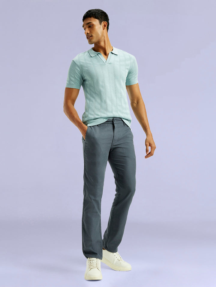 Men's Redloop 511 Blue Slim Fit Mid Rise Linen Chinos