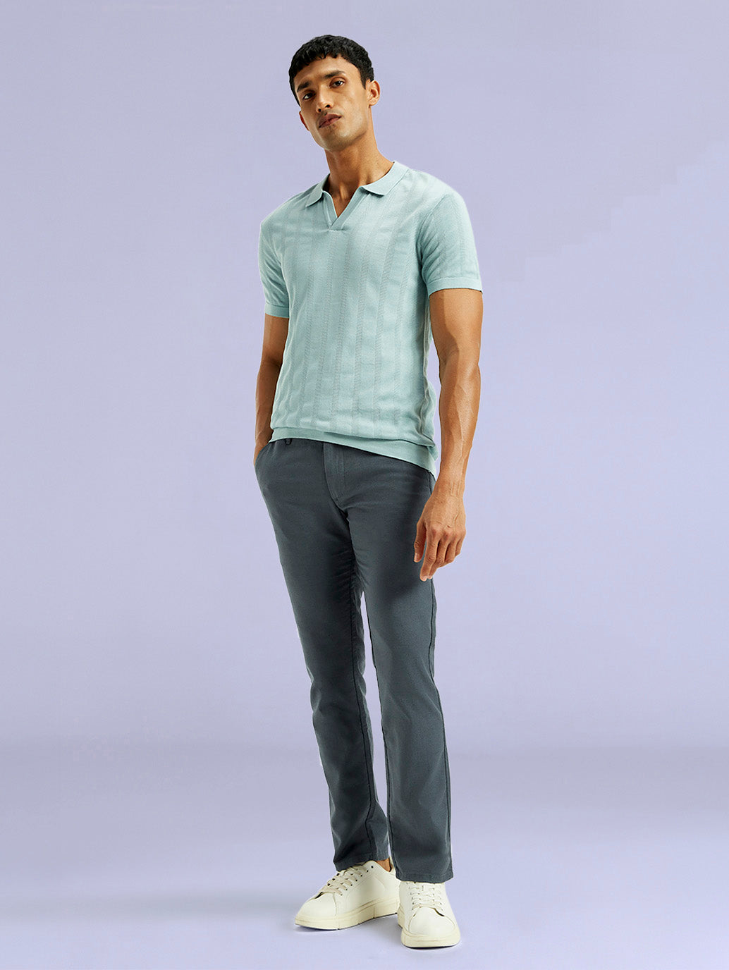 Men's Redloop 511 Blue Slim Fit Mid Rise Linen Chinos - 3d277812-a9d8-4dca-b8a6-29d0ba8964b9 View