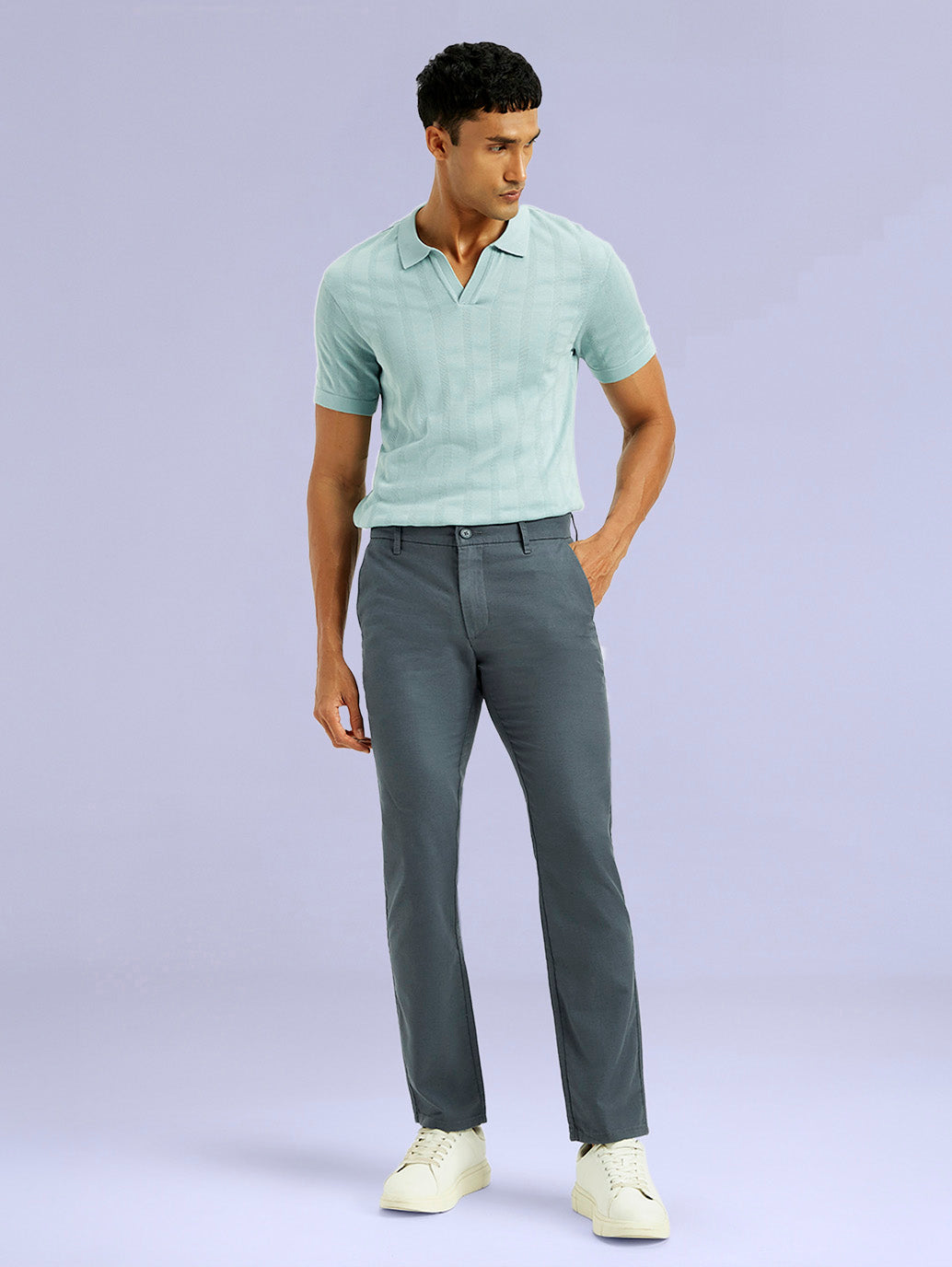 Men's Redloop 511 Blue Slim Fit Mid Rise Linen Chinos - 6992596d-7a16-45a7-ab44-1805aef4475c View