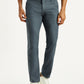 Men's Redloop 511 Blue Slim Fit Mid Rise Linen Chinos - Front View