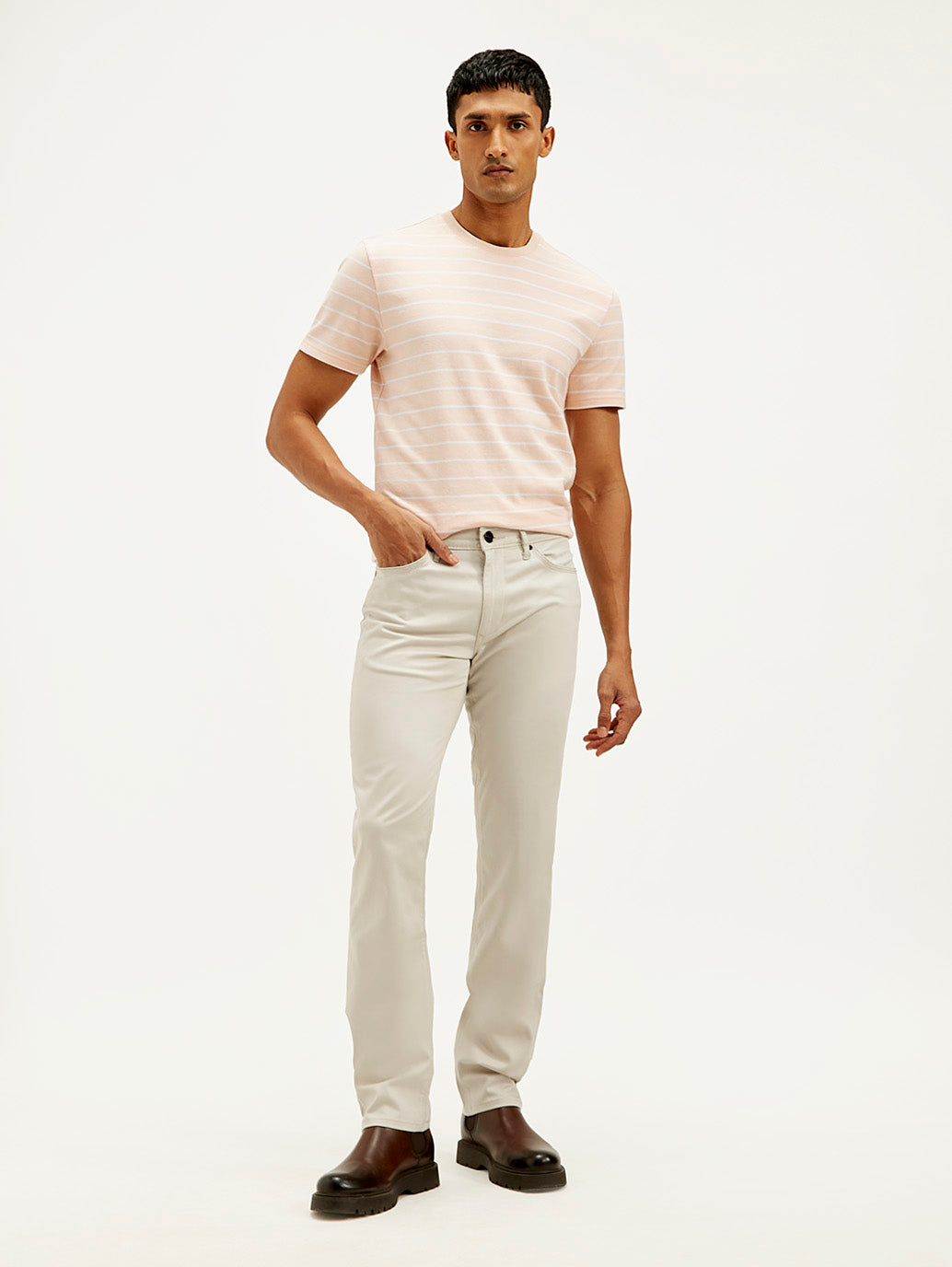Men's Redloop Off White Slim Fit Trousers