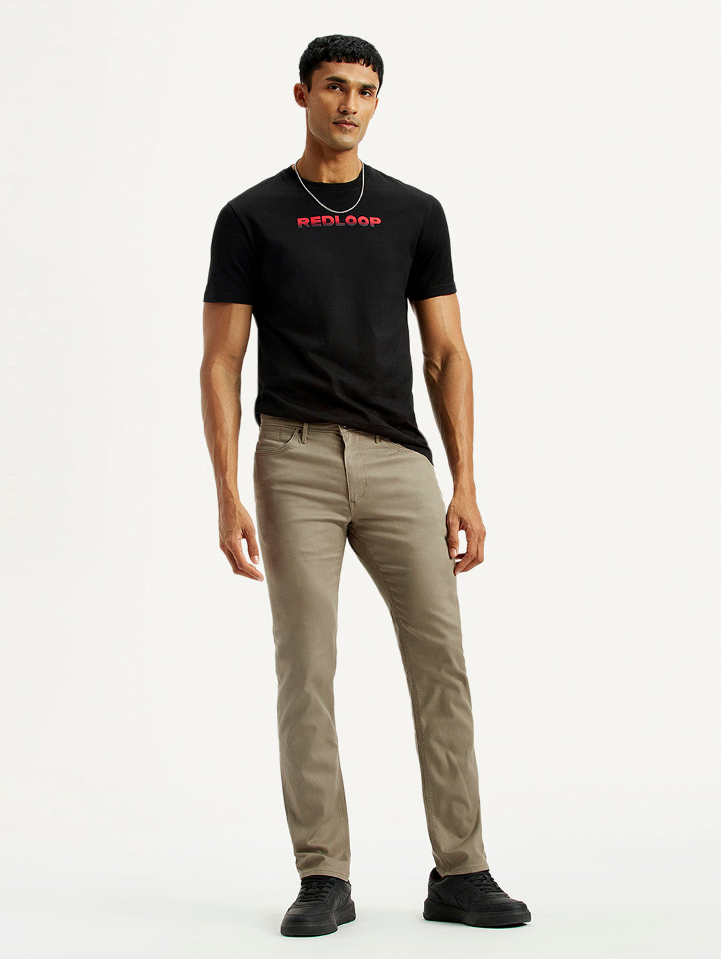 Men's Redloop 511 Beige Slim Fit Mid Rise Chinos - Elevated View