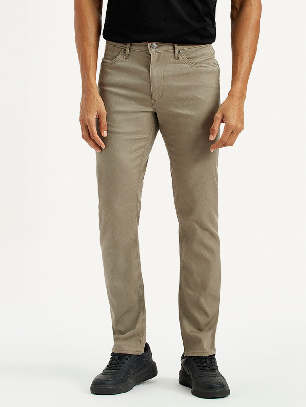 Men's Redloop 511 Beige Slim Fit Mid Rise Chinos - Front View