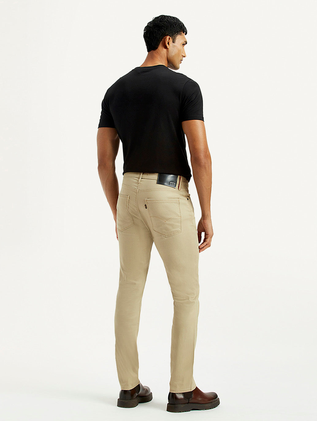 Men's Redloop 511 Beige Slim Fit Mid Rise Chinos - Back View