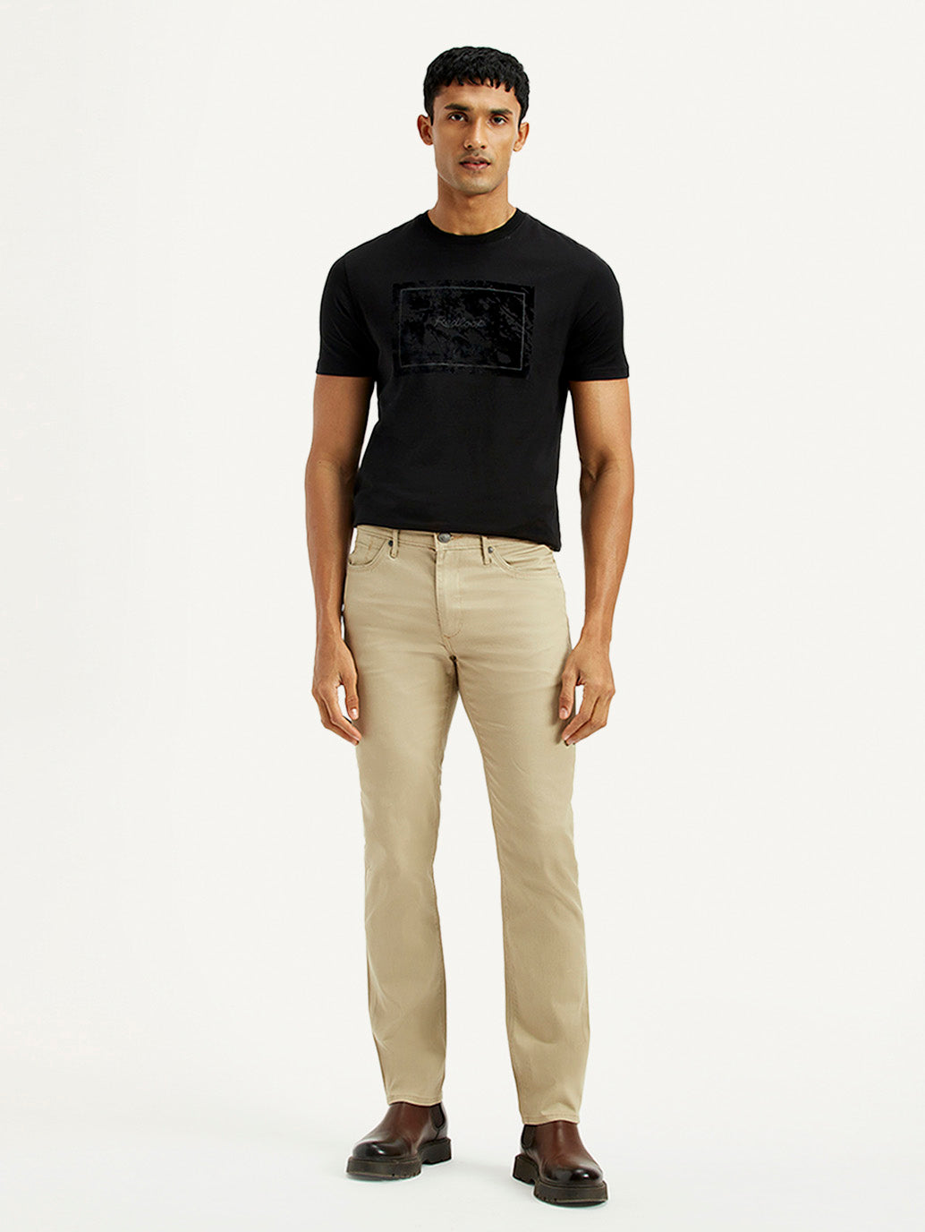 Men's Redloop 511 Beige Slim Fit Mid Rise Chinos