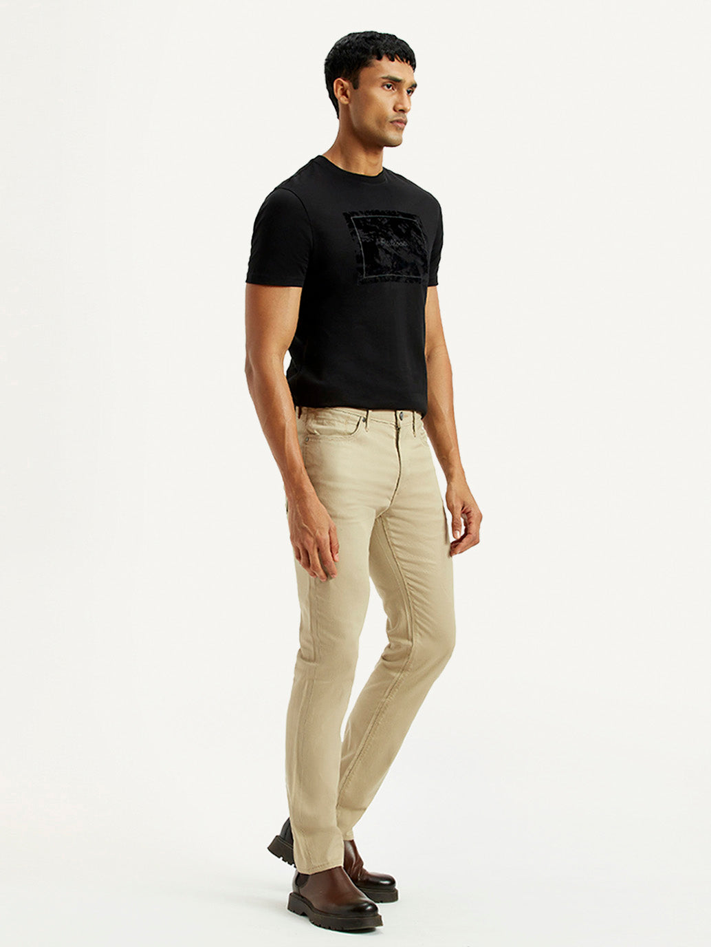 Men's Redloop 511 Beige Slim Fit Mid Rise Chinos - Side View