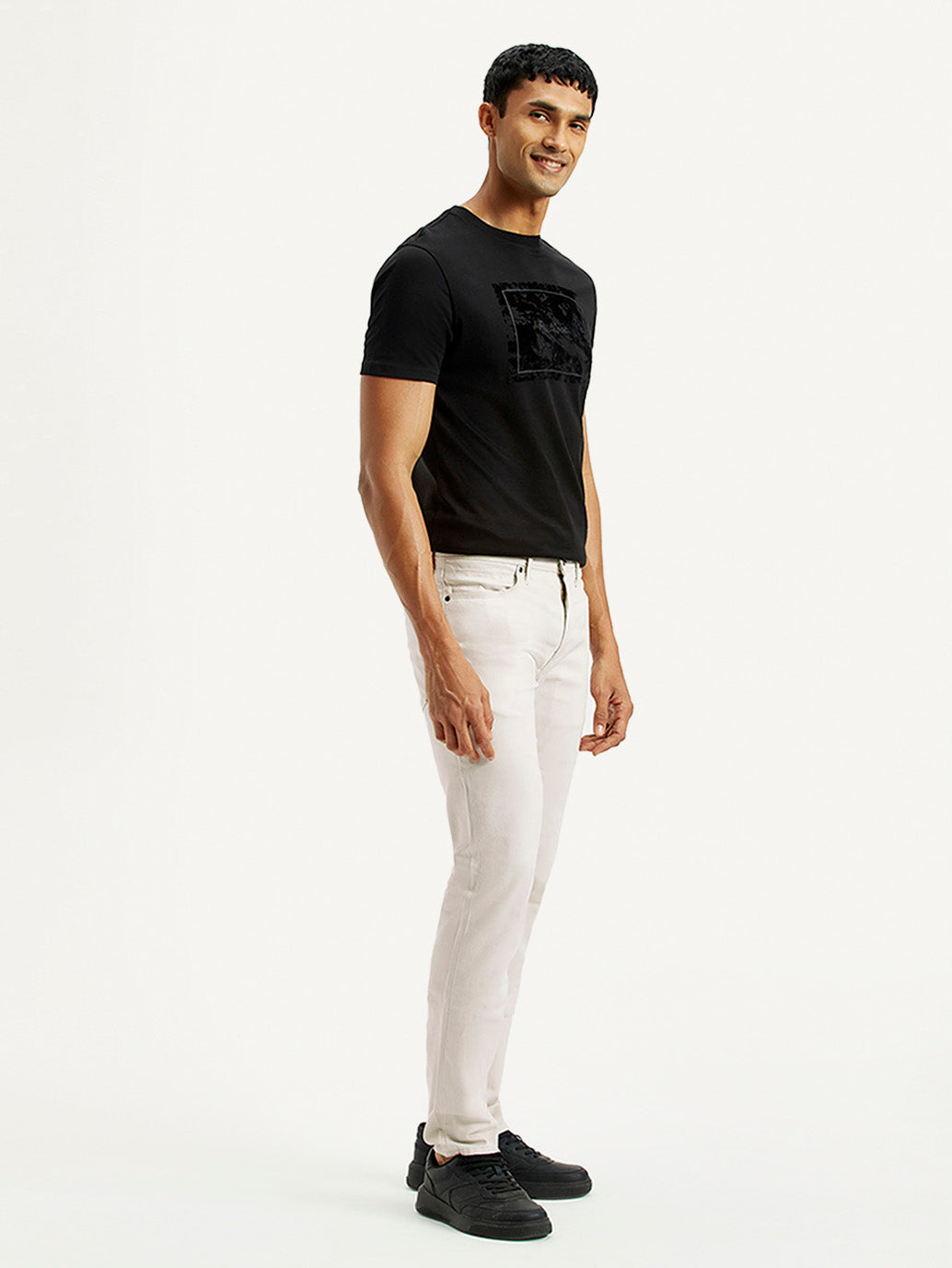 Men's Redloop 511 Off White Slim Fit Mid Rise Jeans - Side View