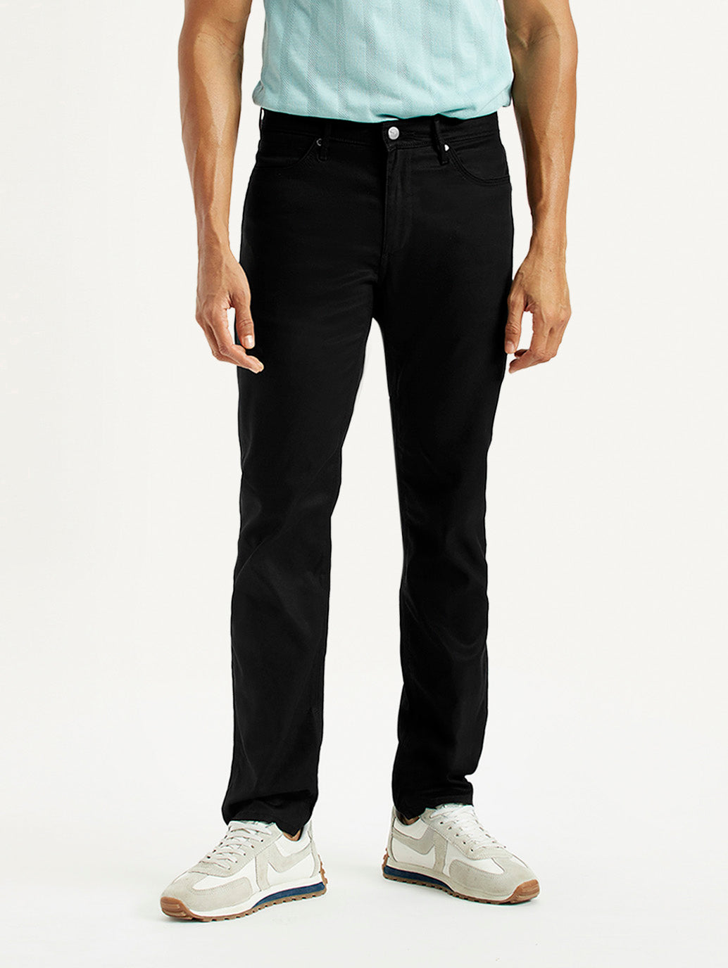 Men's Redloop 511 Black Slim Fit Mid Rise Jeans - Front View