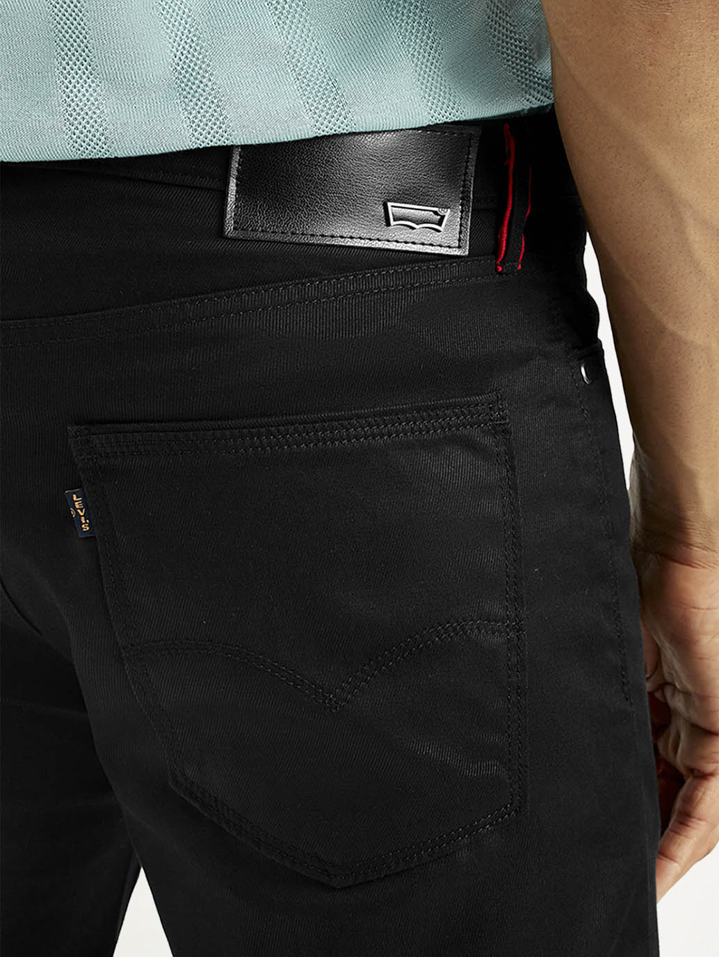 Men's Redloop 511 Black Slim Fit Mid Rise Jeans - Detail View