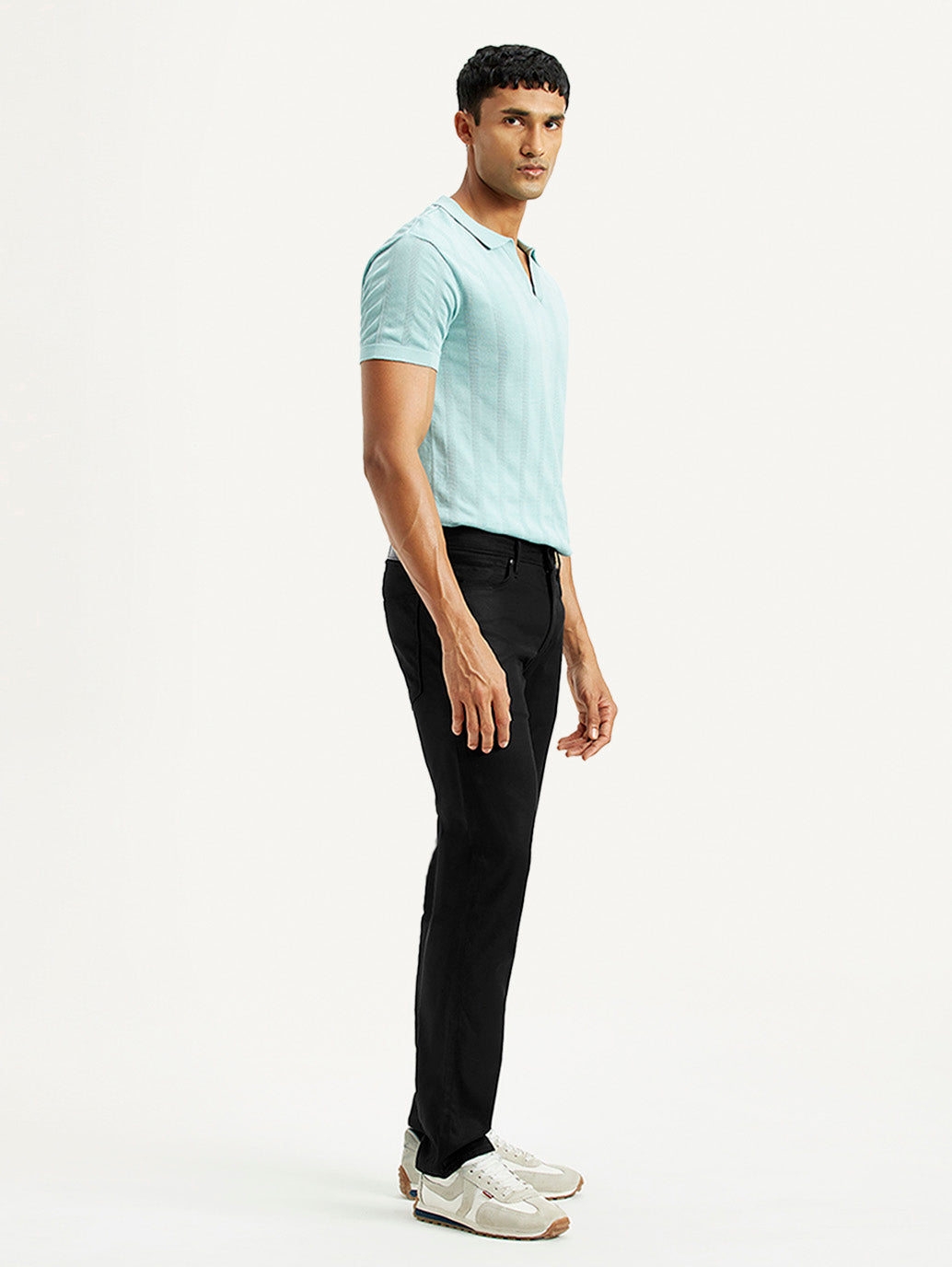 Men's Redloop 511 Black Slim Fit Mid Rise Jeans - Side View