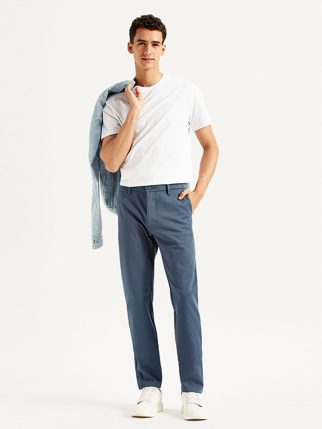 Men's Blue Slim Fit Tech Pant Chinos