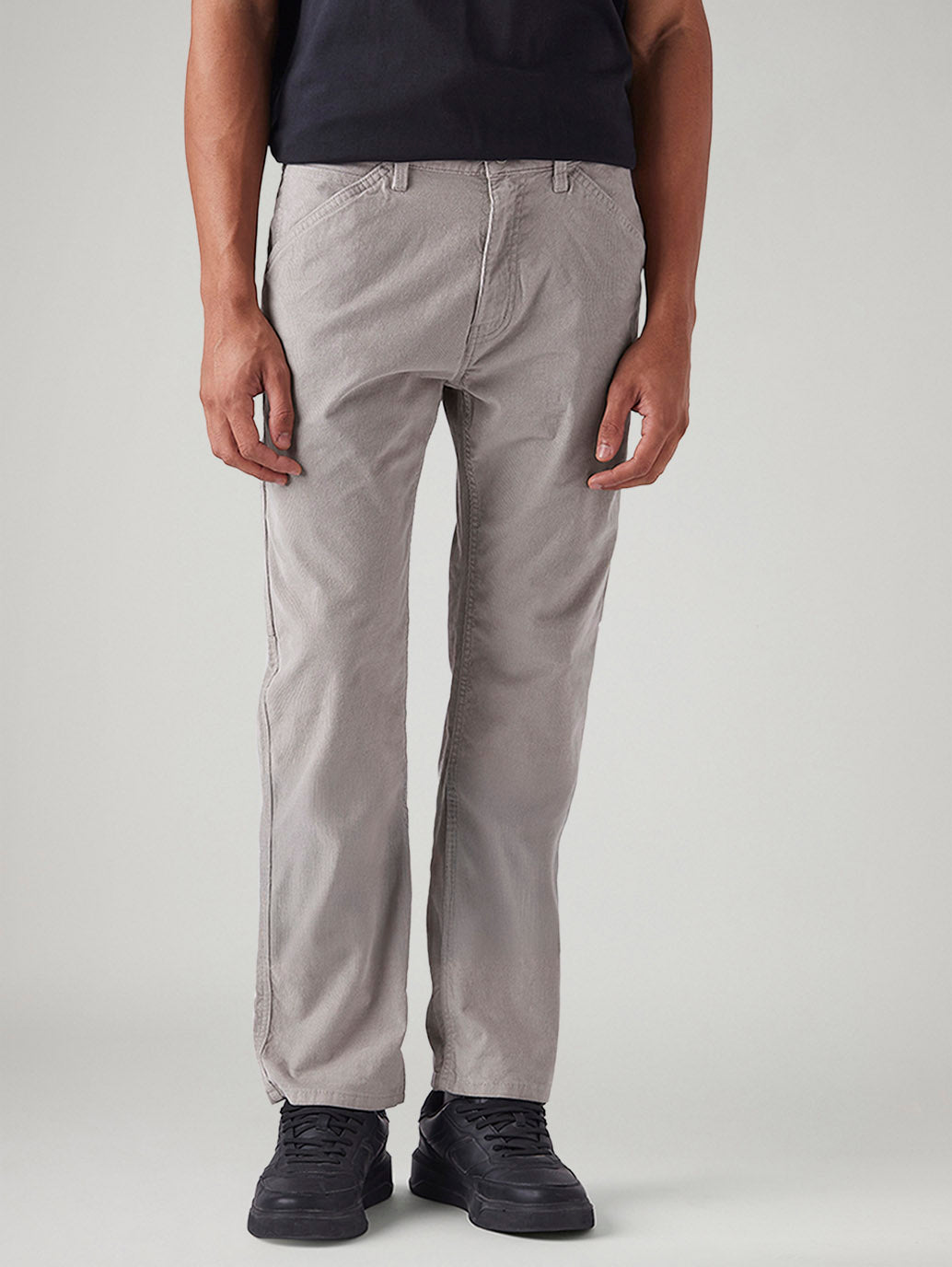 Men's 505 Grey Straight Fit Mid Rise Corduroy Cargos - Front View