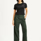 Women's High Rise Olive Loose Fit Trousers - Front View