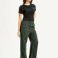 Women's High Rise Olive Loose Fit Trousers - Side View