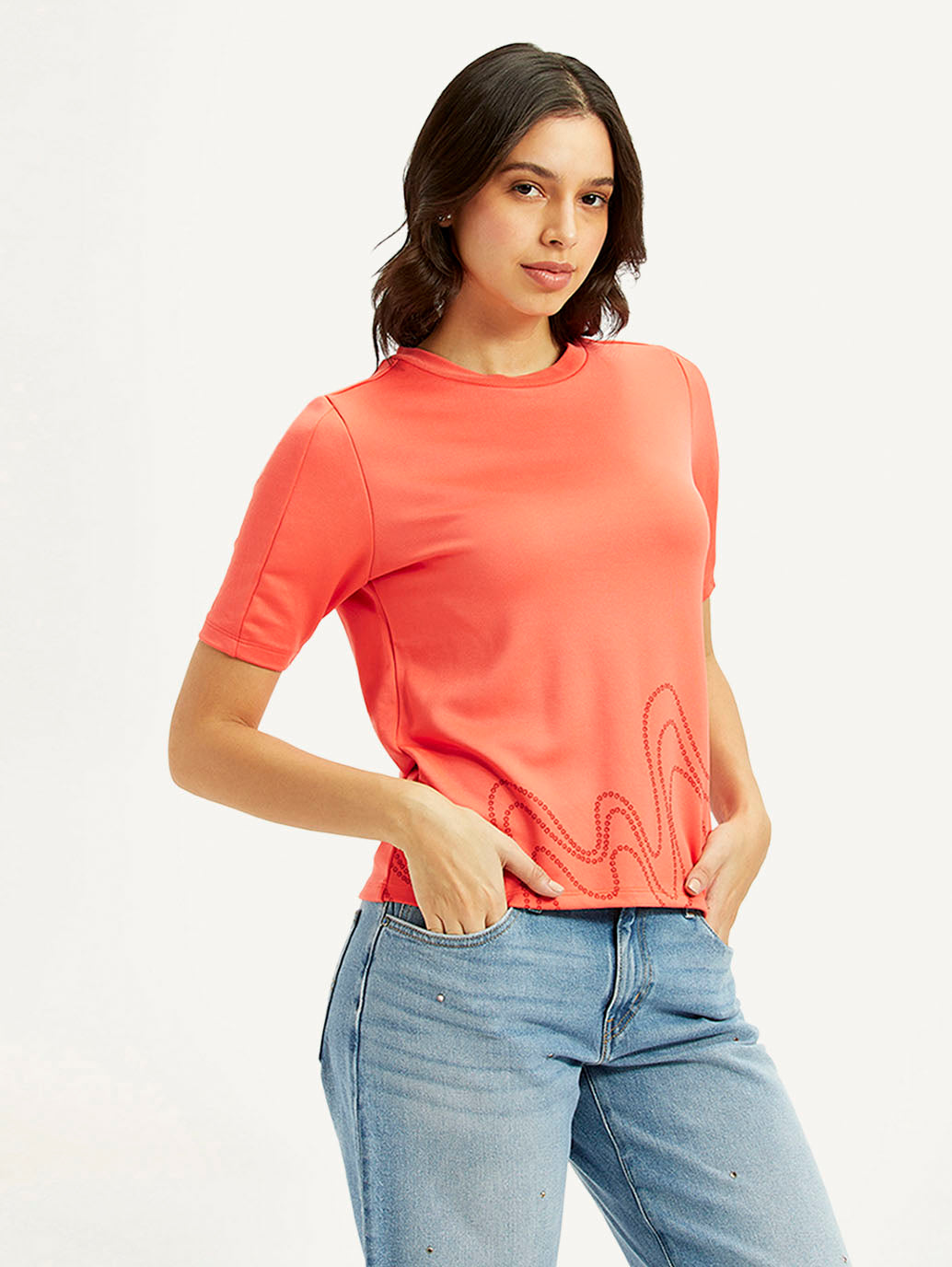 Women's Printed Regular Fit T-Shirt - side View
