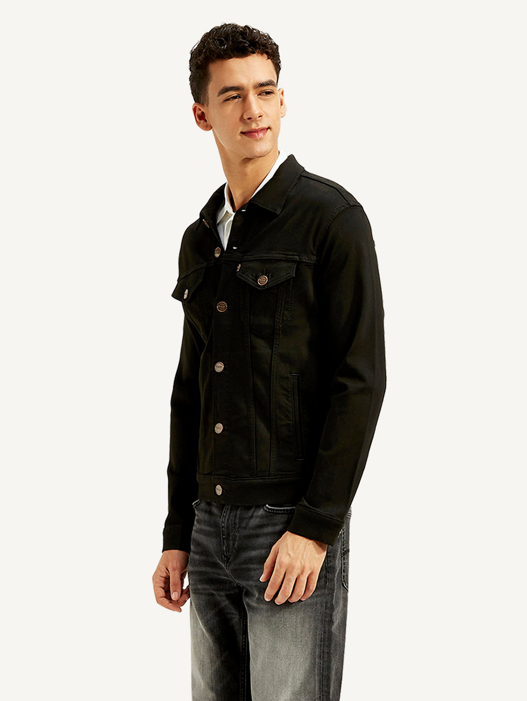 ジャケット・アウター NHOJ Black Spread Collar Jacket Men's Redloop Solid Black Spread Collar Jacket – Levis India