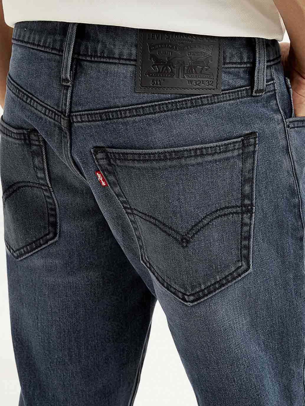 Men's 511 Blue Slim Fit Mid Rise Jeans - Detail View