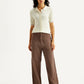Women's Brown Loose Fit Mid Rise Trousers - Front View