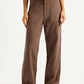 Women's Brown Loose Fit Mid Rise Trousers - Front View