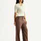 Women's Brown Loose Fit Mid Rise Trousers - Side View