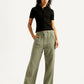 Women's Olive Green Loose Fit Mid Rise Trousers - Styleshot View