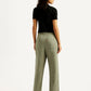 Women's Olive Green Loose Fit Mid Rise Trousers - Back View