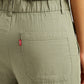 Women's Olive Green Loose Fit Mid Rise Trousers - Detail View