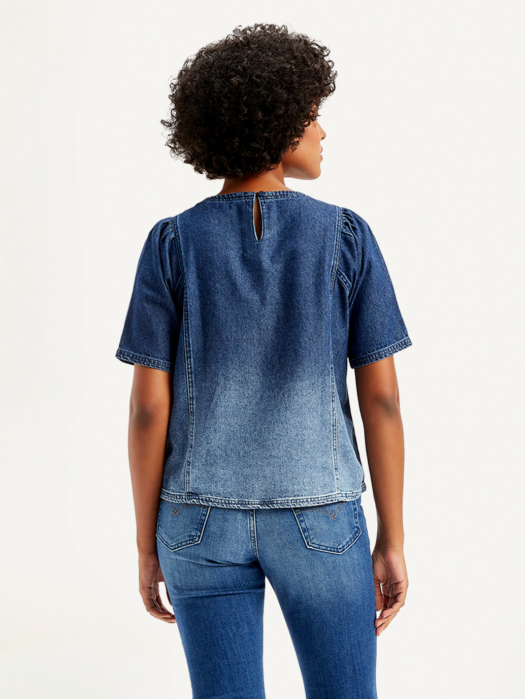 Top Back View Women's Printed Blue Top – Levis India Store