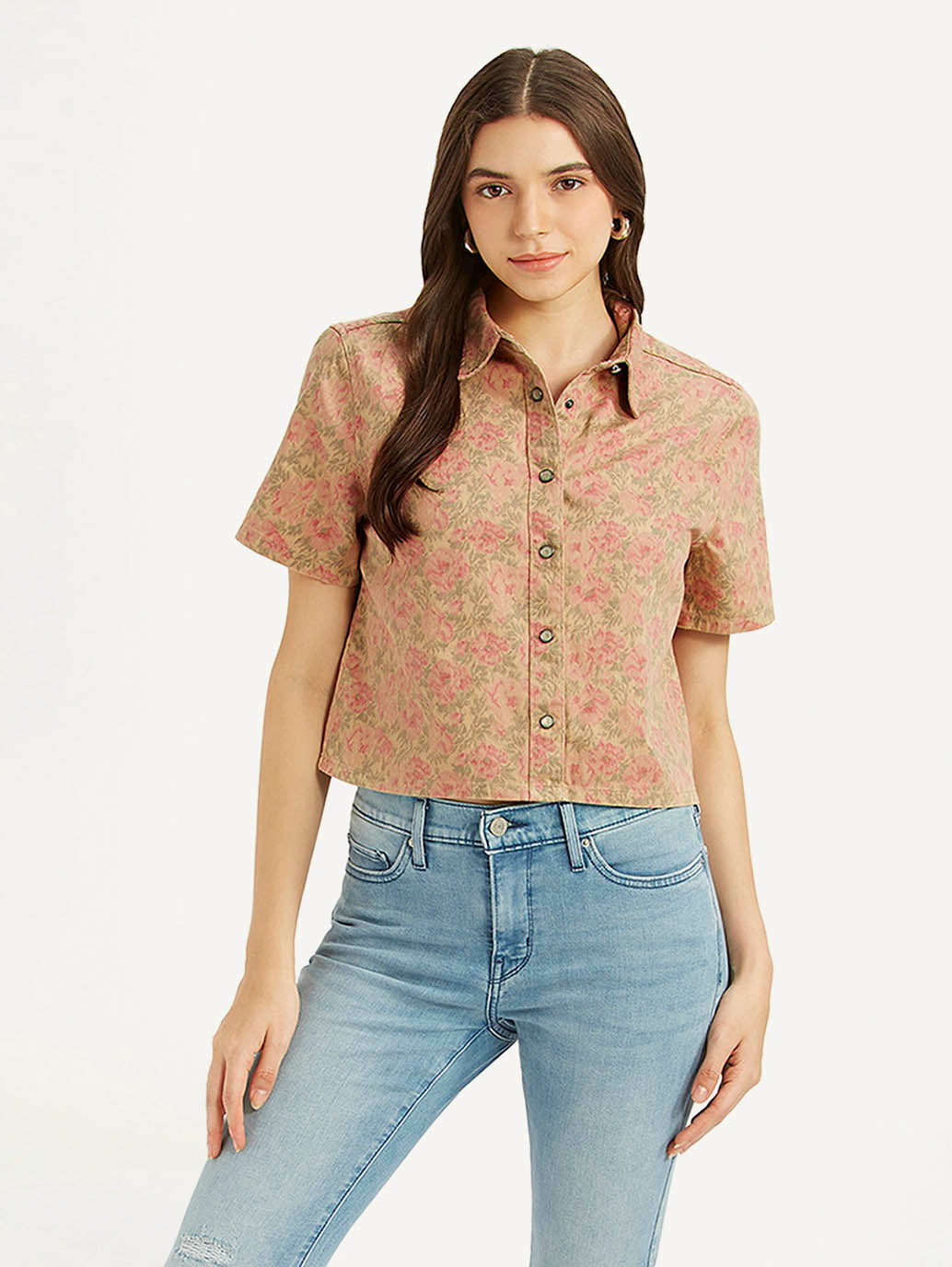 Women's Floral Spread Collar Shirt