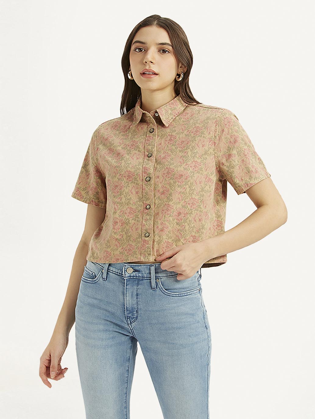 Women's Floral Spread Collar Shirt - 3d4a6ae3-0040-45d7-a5e0-e038e111b759 View
