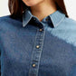 Women's Colorblock Spread Collar Denim Shirt - Detail View