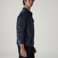 Men's Navy Textured Relaxed Fit Corduroy Shirt - Side View